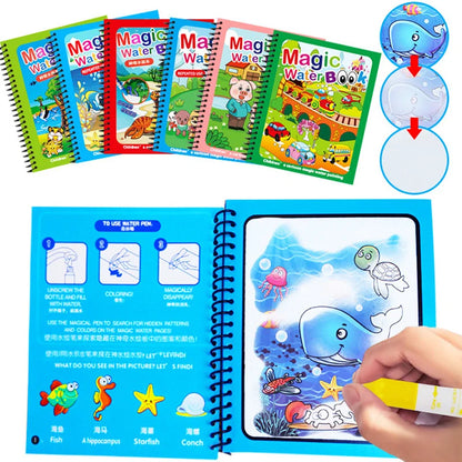 Montessori Toys Reusable Coloring Book Magic Water Drawing Book Painting Drawing Toys Sensory Early Education Toys for Children