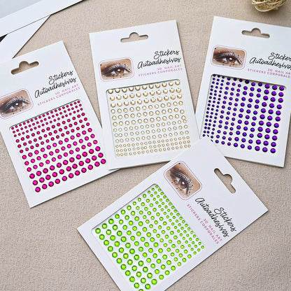 1Pcs Face Diamond Gem Sticker 5D Colorful Rhinestone Tattoo Eyeshadow Stickers fo Festival Nail Body Makeup Bling Jewel DIY Deco