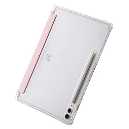 For Samsung Tab S9 Plus Case 12.4" Acrylic Clear Hard Back Stand Smart Cover For Galaxy Tab S9 FE S10 Plus Case With Pen Holder