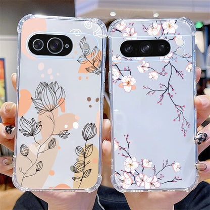 P ixel 8 Pro Plant Flower Transparent Phone Case For Google Pixel 8Pro 7A 8A 6 8 9 6Pro 9ProXL 7Pro 6A 7 9Pro Cover