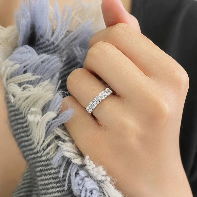 Simple Style Square Zirconia Rings Women Versatile Fashion Accessories for Engagement Women Daily Wearable Finger Jewelry