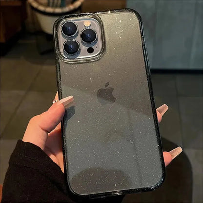Luxury Clear Glitter Case For iPhone 16 15 14 13 12 11 Pro Max X XS Max XR 7 8 Plus Soft Transparent Silicone Cover