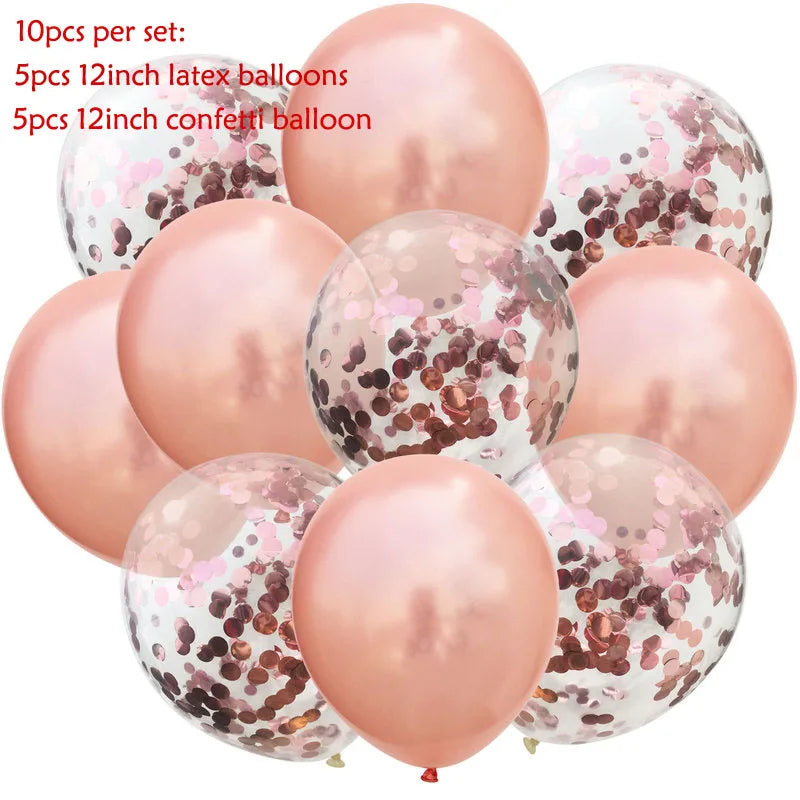 12inch 10pcs Mix Blue Rose Gold Confetti Latex Balloon colorful Baby Shower Wedding Birthday Party Decor Clear Balloons kids toy