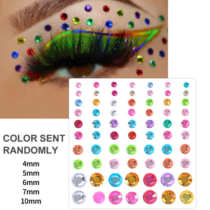 3D Face Eyes Party Makeup Tattoo Sticker Acrylic Diamond Rhinestones Sticker Self-adhesive Mixed Crystal Face Decoration Sticker