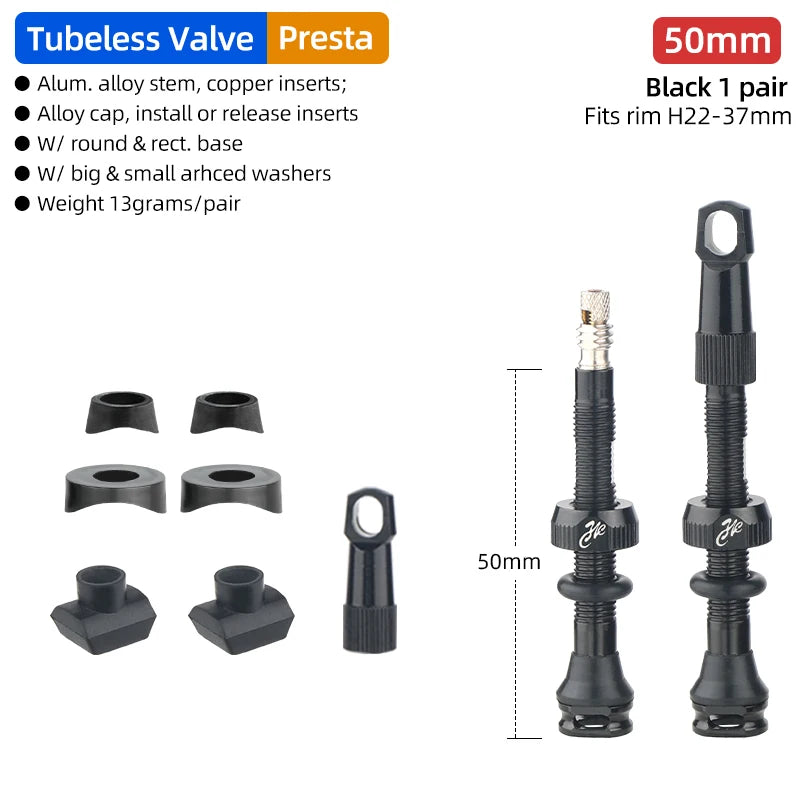 Bicycle Tubeless Tire Valve Carbon Rim Presta Valves 40 50 65 80mm F/V Nipple Detachable Brass Core W/Cap For MTB Bike Air Valve