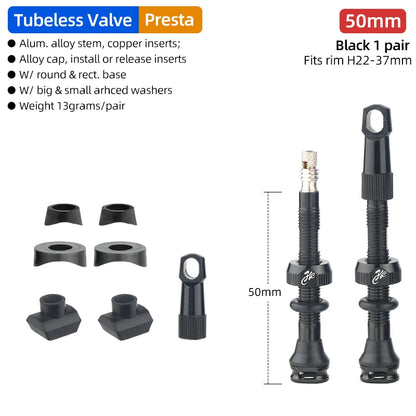 Bicycle Tubeless Tire Valve Carbon Rim Presta Valves 40 50 65 80mm F/V Nipple Detachable Brass Core W/Cap For MTB Bike Air Valve