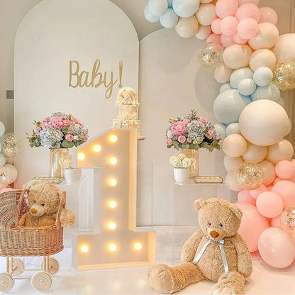 Giant Birthday Figure Led Light Balloon Filling Box 1st Birthday Balloon Number 30 40 50 Balloon Frame Wedding Decor Baby Shower