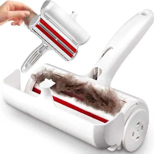 Pet Hair Roller Remover Lint Brush 2-Way Dog Cat Comb Tool Convenient Cleaning Dog Cat Fur Brush Base Home Furniture Sofa Clothe