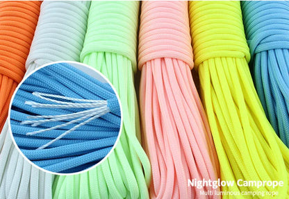 Luminous Rope 9 Strands 4mm Paracord Nylon 550 Tent Cord Glow Parachute Outdoor Bundle Lanyard Camping Survival EDC