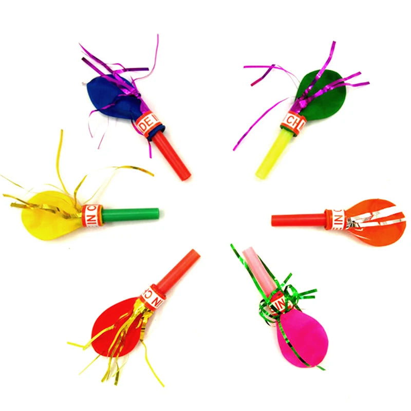 50pcs Gold Thread Balloon Whistle Kids Birthday Party Favor Pinata Filler Easter Children's Day Carnival Party Favor Decoration