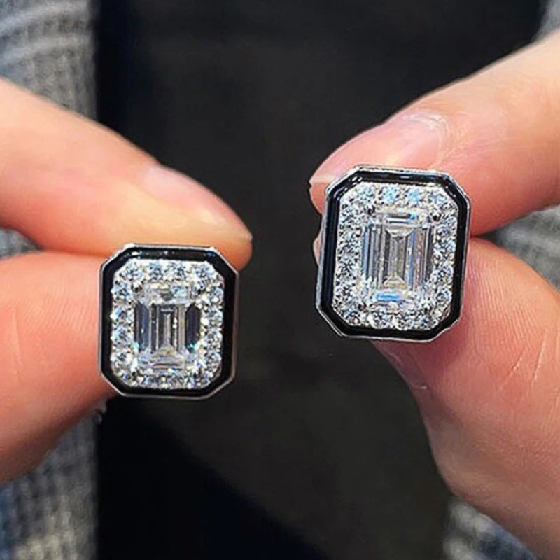Fashion Female Daily Stud Earrings Geometric Zirconia Crystal Stone Jewelry for Women Modern Style Accessories
