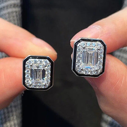 Fashion Female Daily Stud Earrings Geometric Zirconia Crystal Stone Jewelry for Women Modern Style Accessories