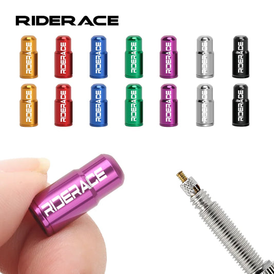 RIDERACE Bicycle Tire Valve Cap Aluminum CNC MTB Road Bike Tube Tyre Gas Nozzle Cover for AV FV Schrader Presta Valve Dustproof