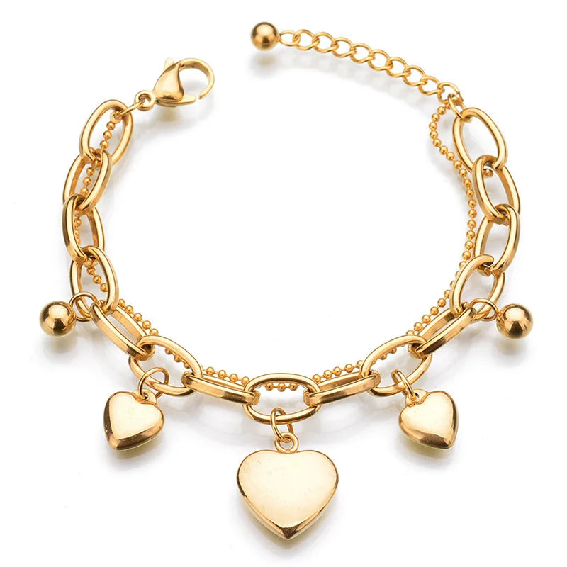 1PC Women's Fashion Trend Multi layered Steel Ball Bean Love Bracelet Travel, Date, Banquet, Party, Festival Dressing Gifts-2061