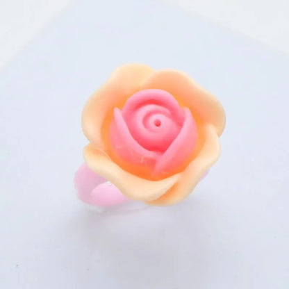36Pcs Kids Cute Rings Resin Cartoon Jewelry Flower Shape Adjustable Ring Set Creative Accessories Girl Gifts