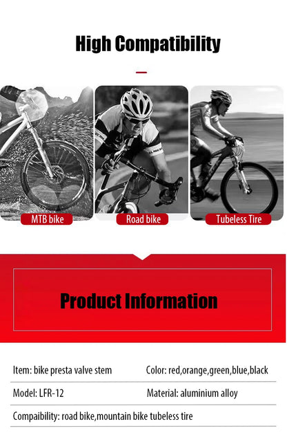 2pcs/bag Bicycle Bike Tubeless Presta Valves Stems Aluminium Alloy 40mm 44mm 48mm 60mm 80mm with Valve Core Removal Tool