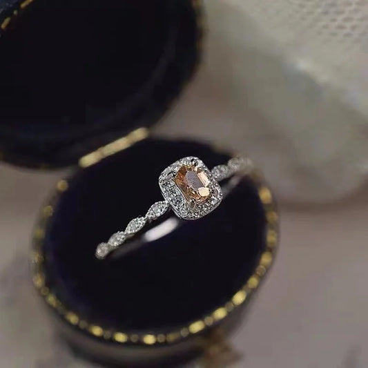 Unique Orange Cubic Zirconia Rings Silver Color/Gold Color 2023 New Wedding Rings for Women Temperament Elegant Jewelry