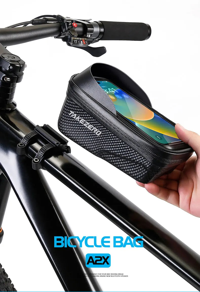 TAKEZERO A2X Mountain Bike EVA Hard Shell Bicycle Bag - Quick-Release Front Bar Bag for Handlebar Mount, Cycling Equipment