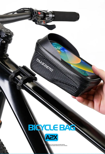 TAKEZERO A2X Mountain Bike EVA Hard Shell Bicycle Bag - Quick-Release Front Bar Bag for Handlebar Mount, Cycling Equipment