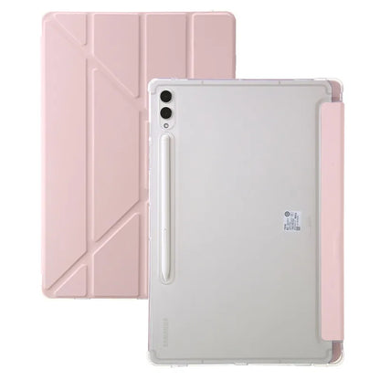 For Samsung Tab S9 Plus Case 12.4" Acrylic Clear Hard Back Stand Smart Cover For Galaxy Tab S9 FE S10 Plus Case With Pen Holder