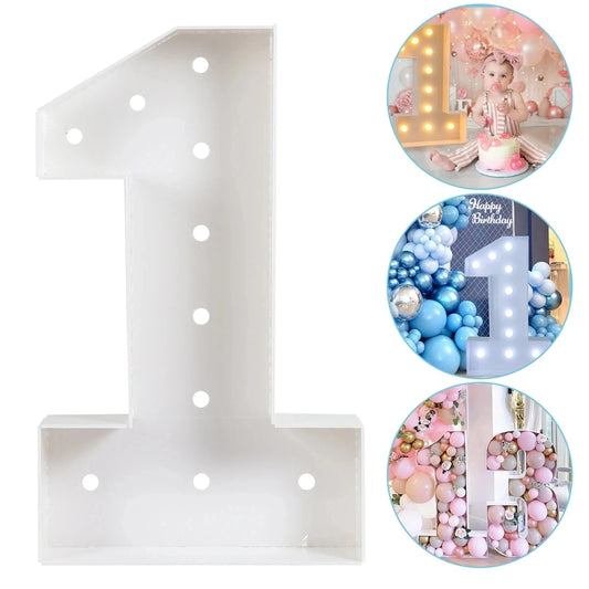 Giant Birthday Figure Led Light Balloon Filling Box 1st Birthday Balloon Number 30 40 50 Balloon Frame Wedding Decor Baby Shower