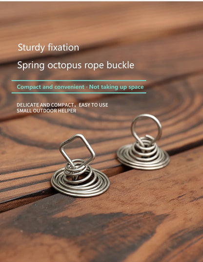 Outdoor Camping Octopus Rope Buckle Camping Deck Nail Stainless Steel Fixed Tent Rope Buckle Wooden Hook Spring Wind Rope