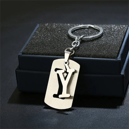 NEW DIY Stainless Steel A-Z Letters key Chain Charm 26 Letters KeyChain Men Women keychain Couple gift Jewelry Car Key Ring