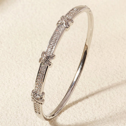 Copper With Zirconium Opening Female Simple Trendy Bracelet Women's Stainless Steel Jewelry Luxury Gifts for Girlfriends