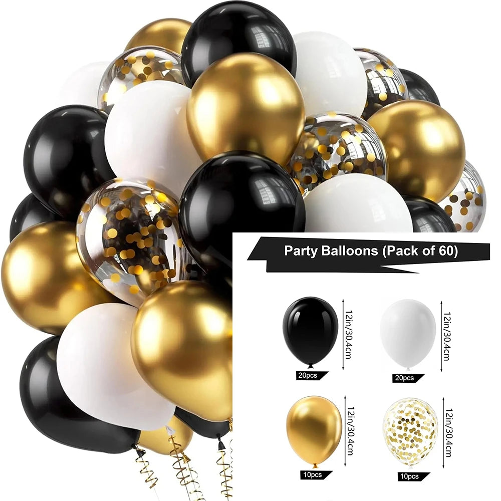 16pcs Black Metallic Sequin Balloons for Birthday Wedding Graduation Party Balloon Decoration