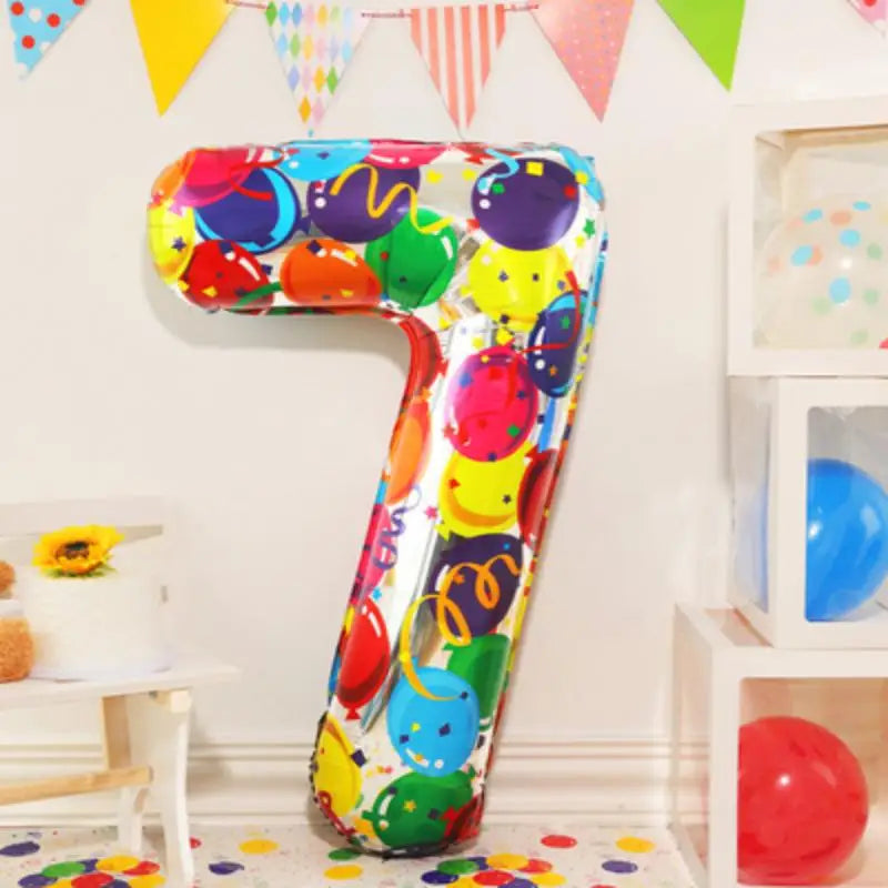 Digital Number Balloon, Aluminum Foil, Gradient Rainbow, Birthday Party, Wedding, Christmas Decoration, 40"