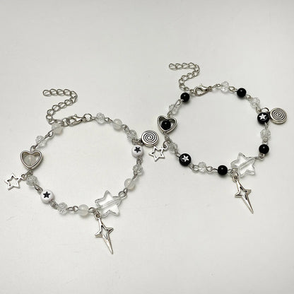 Fashion Couple Beads Bracelets Love Heart Star Handmade Y2K Charm  Anime Beaded Kawaii Friendship Couple Bracelet Jewelry