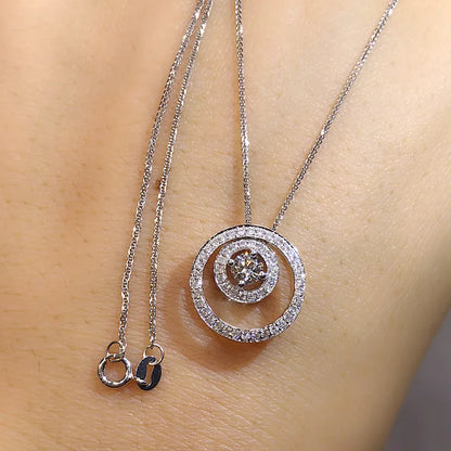 Dazzling Circle Pendant Necklace Women Fashion Luxury Bridal Wedding Necklace Versatile Girls Neck Accessories Jewelry