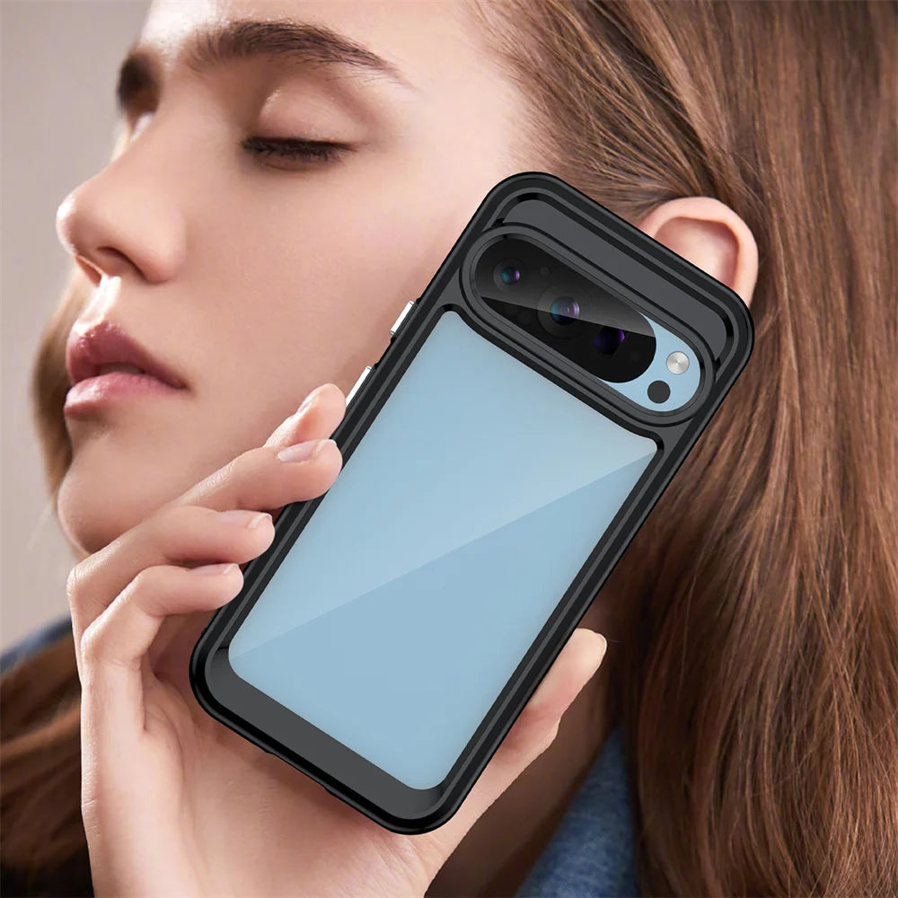 Fashion Transparent Acrylic Case For Google Pixel 9 8 7 Pro 8 7 A Colorful Hard Clear Shockproof Thin Cover For Pixel 9 Pro XL