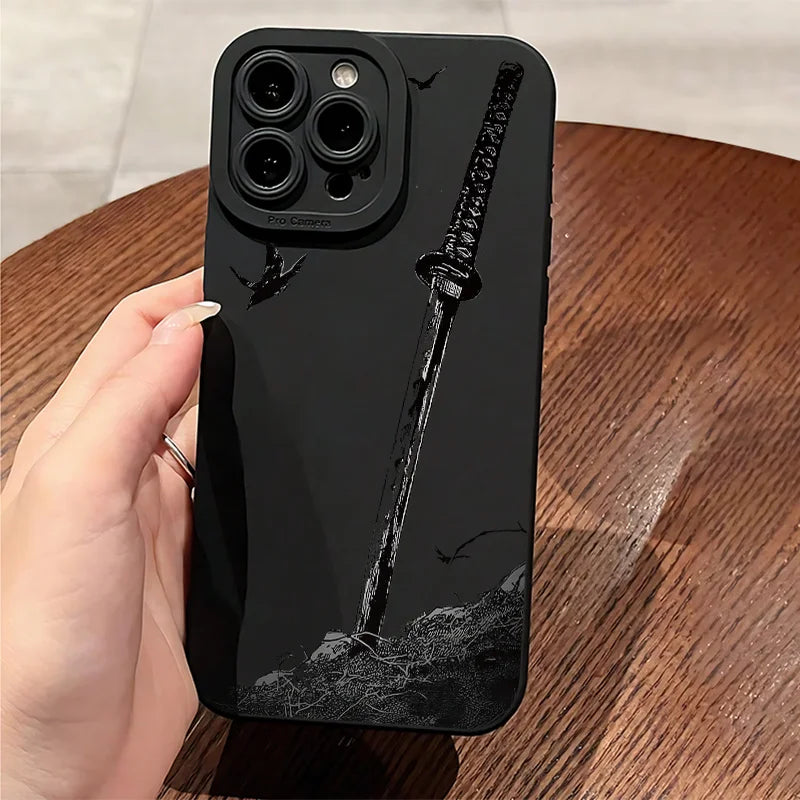 For iPhone 17 16 15 14 13 12 11 Pro Max Case The Sword Creative Pattern Protective Cover For iPhone XS Max XR 7 8 Plus 16e Funda