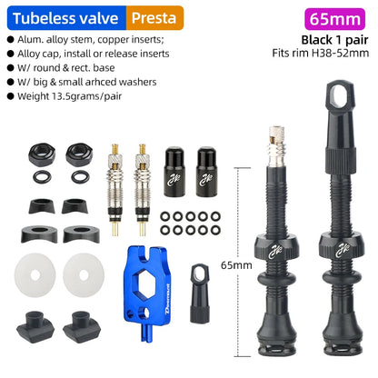 Bicycle Tubeless Tire Valve Carbon Rim Presta Valves 40 50 65 80mm F/V Nipple Detachable Brass Core W/Cap For MTB Bike Air Valve