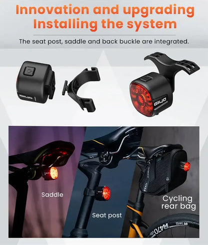 Smart Brake Bicycle Rear Light Auto on/Off Stop Signal Brake Road Bike LED Taillight Type-C Charge MTB Cycling Safety Flash Lamp
