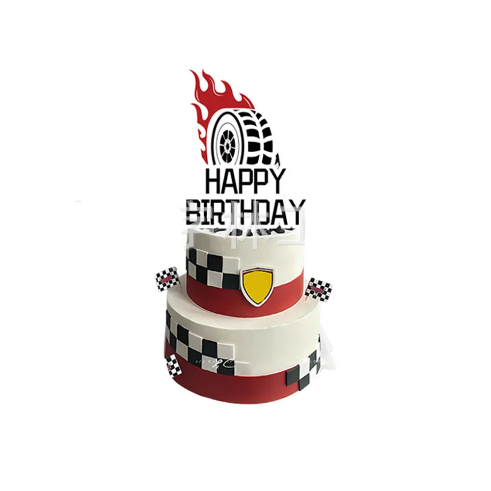 Traffic Cones and Racing Checkered Flags Black White Flags Kids Racing Theme Decorations for Race Car Birthday Party Supplies