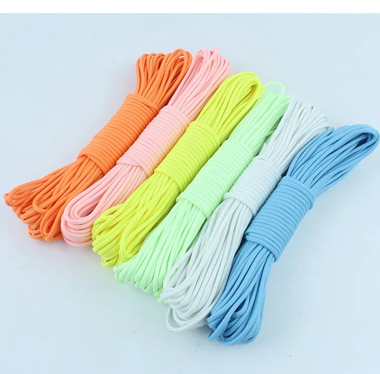 Luminous Rope 9 Strands 4mm Paracord Nylon 550 Tent Cord Glow Parachute Outdoor Bundle Lanyard Camping Survival EDC