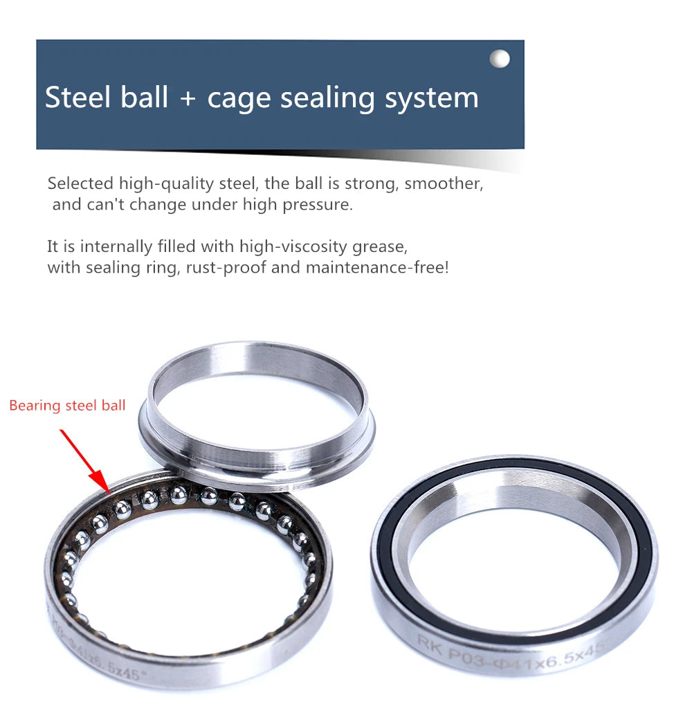 RISK Bike Headset Bearings 41/41.8/47/49/52mm MTB Road Bicycle Headset Bearing Repair Steel Parts Bike Accessories