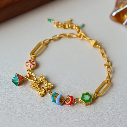 Modern Jewelry Elegant Temperament Multiple Colorful Enamle Chain Bracelets For Women Female Gifts Sweet Accessories Hot Sale