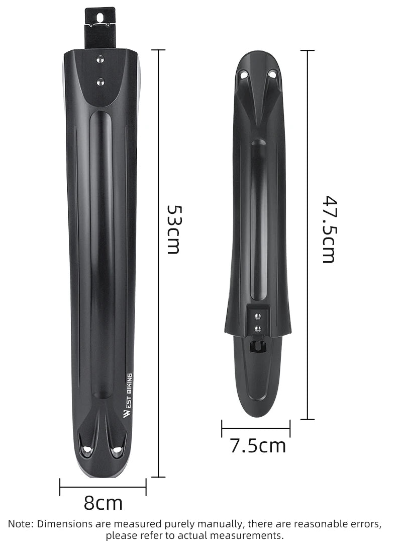 WEST BIKING Mountain Bike Fender Set Widen Extension Mud Protector Metal Fixed MTB Fenders Stable Mud Flaps Bicycle Accessories