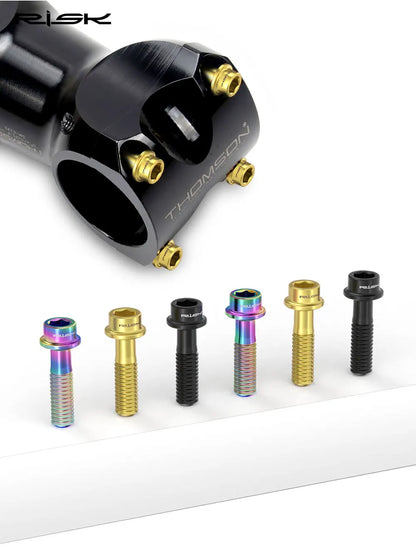 6pcs/bag RISK Bike Stem Bolts Bicycle Handlebar Fixing Screws Titanium Alloy M5x16 M5x18 M5X20 Wish Washers Hex Socket Head