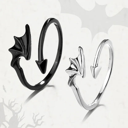 Luxury Crystal Angel Demon Couple Rings for Women Men Romantic Fashion Wings Design Adjustable Engagement Ring Wedding Jewelry