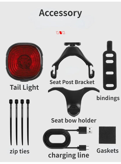 Smart Brake Bicycle Rear Light Auto on/Off Stop Signal Brake Road Bike LED Taillight Type-C Charge MTB Cycling Safety Flash Lamp