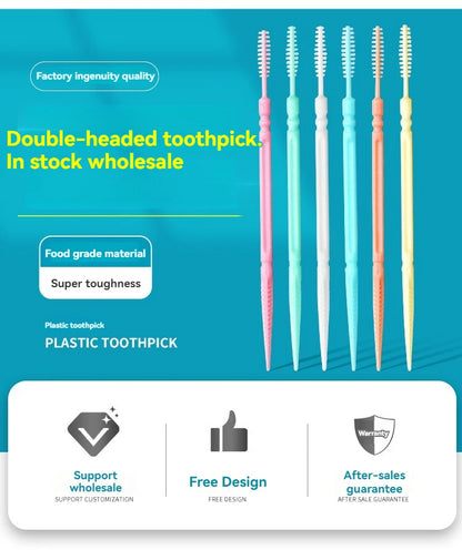 Toothpick Brush 200 PCs Boxed Plastic Toothpick Disposable Household Interdental Brush Teeth Picking Dental Floss