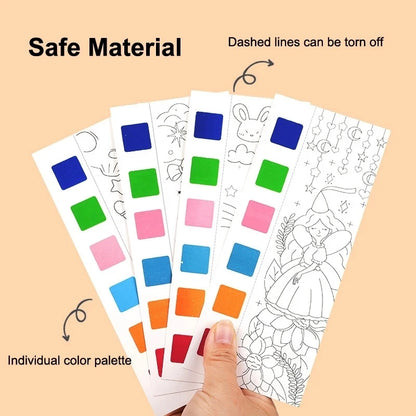 Portable Watercolor Painting Book 12 Sheets Coloring Book With Paint Brush Gouache Book Kids Graffiti Picture Drawing Toys