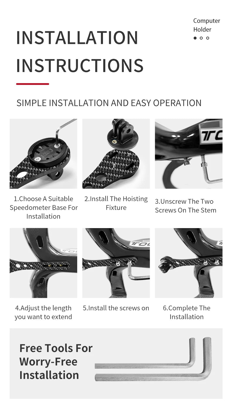 BUCKLOS Carbon Bike Speedometer Holder Road Gravel Bicycle Computer Mount Speedometer Bracket for Garmin Cycling Accessories