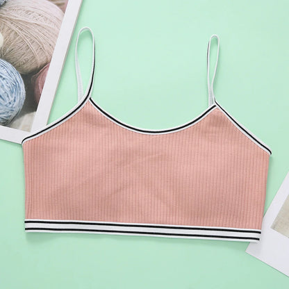 4 Pcs/Lot Children Breast Care Wireless Girls Bra 8-16 Years Hipster Cotton Teens Girl Teenage Underwear Kids Sports Vest