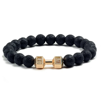 Gym Dumbbells Beads Bracelet Natural Stone Barbell Energy Weights Bracelets for Women Men Couple Pulsera Wristband Jewelry Gift