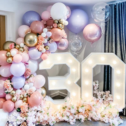 Giant Birthday Figure Led Light Balloon Filling Box 1st Birthday Balloon Number 30 40 50 Balloon Frame Wedding Decor Baby Shower